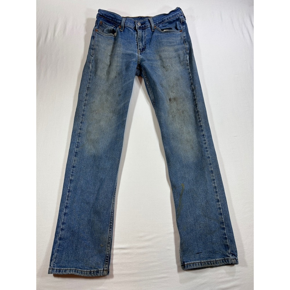 Levis 514 Straight Fit Jeans Mens 30x32 Blue Denim Distressed Workwear
